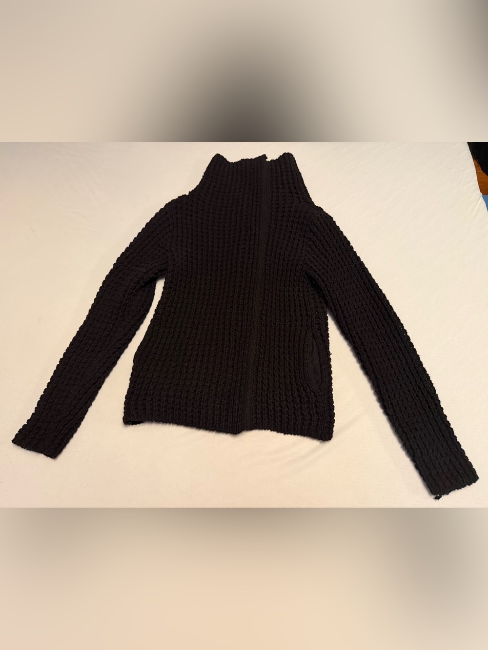 GAP Black Chunky Zip-Front Turtleneck Sweater